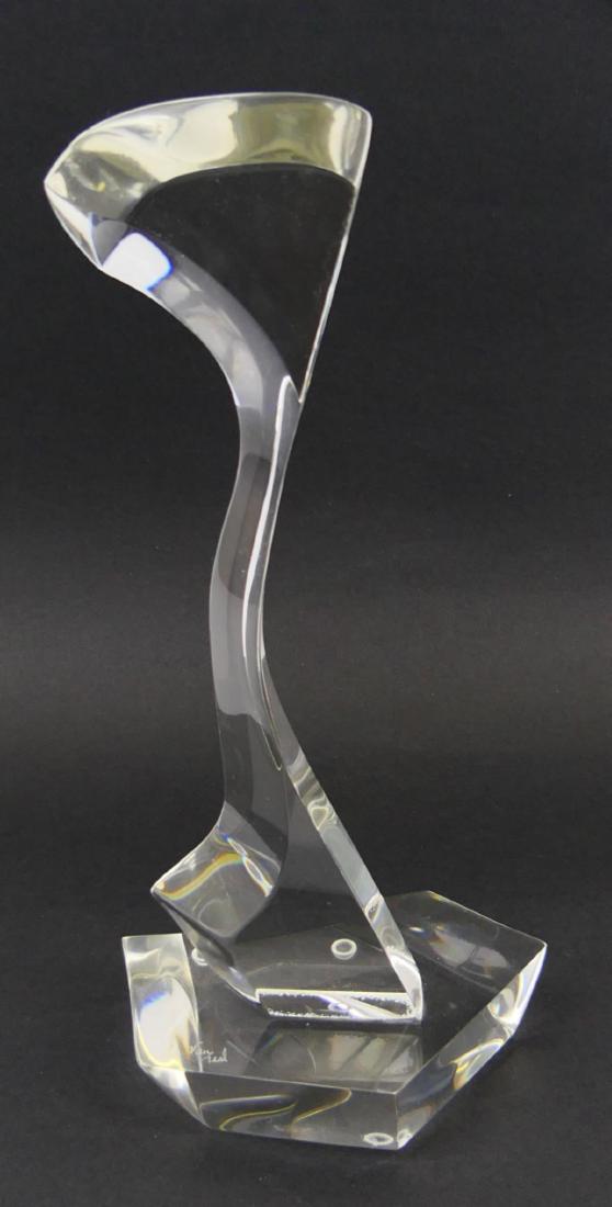 HIVO VAN TEAL LUCITE ABSCTRACT SCULPTURE: Hivo G Van Teal (CUBAN / AMERICAN, born 1976) abstract clear lucite sculpture. Signed "Van Teal" to base. Measures approx. 12 3/4" height (32.4cm).