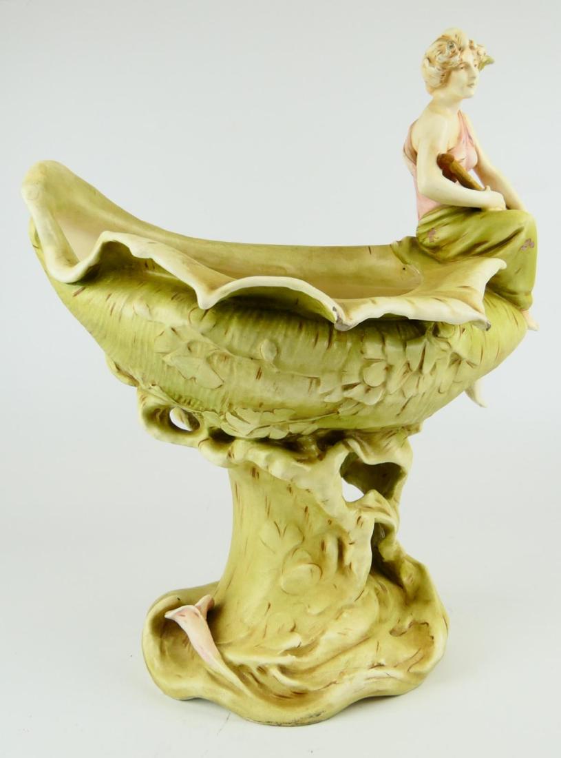 ANTIQUE ROYAL DUX LARGE PORCELAIN CENTERPIECE: ANTIQUE ROYAL DUX LARGE PORCELAIN CENTERPIECE, MEASURES 16" HEIGHT.