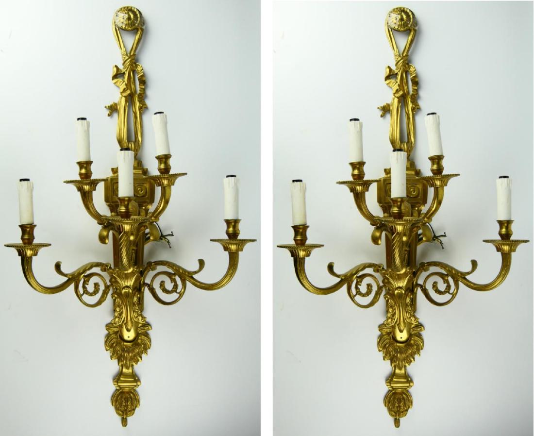 PAIR OF ANTIQUE FRENCH DORE BRONZE WALL SCONCES (1 of 5)