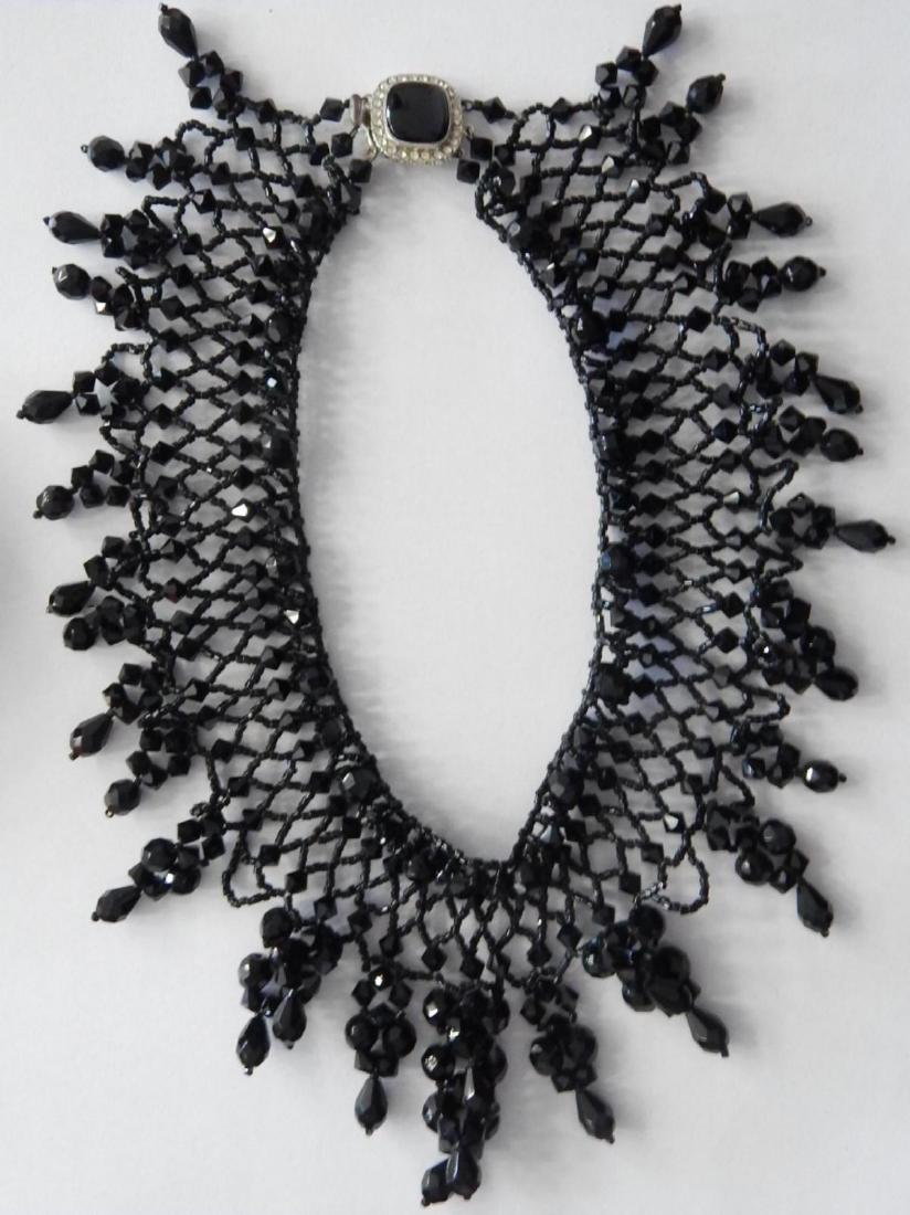 VINTAGE BLACK ONYX RHINESTONE BIB NECKLACE (1 of 3)