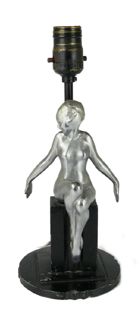 ORIGINAL FRANKART WHITE METAL FIGURAL DESK LAMP: ORIGINAL FRANKART WHITE METAL FIGURAL DESK LAMP, measures 12" height.