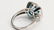 14K WHITE GOLD BLUE TOPAZ DIAMOND RING Sz 7.25 - 2