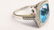 14K WHITE GOLD BLUE TOPAZ DIAMOND RING Sz 7.25 - 4
