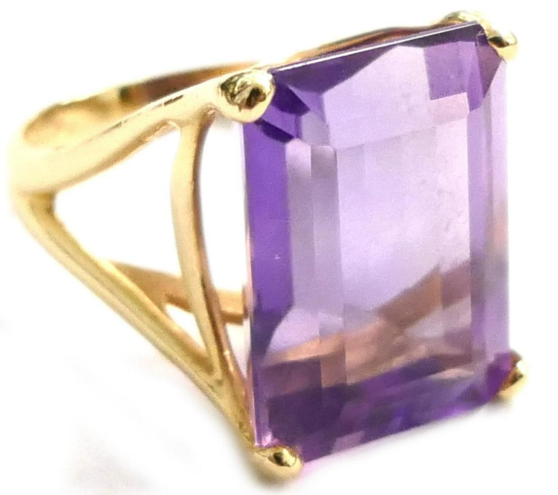 14K YELLOW GOLD 14CT AMETHYST SOLITAIRE RING (1 of 6)