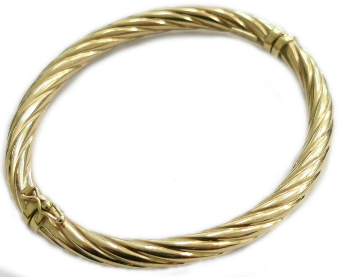 14K YELLOW GOLD ROPE TWIST HINGED BANGLE BRACELET (1 of 4)