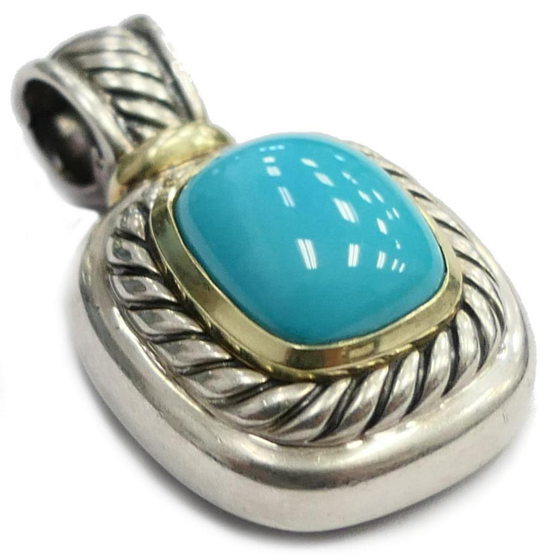 DAVID YURMAN STERLING 14K TURQUOISE PENDANT (1 of 4)