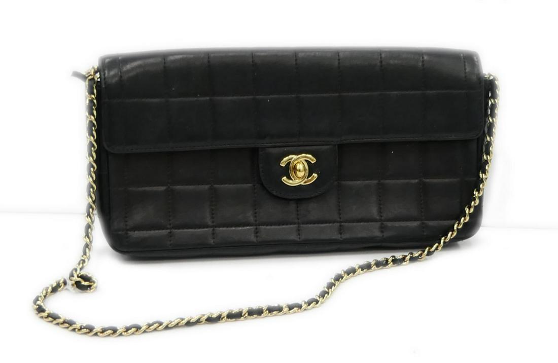 CHANEL VINTAGE BLACK LEATHER MINI SQUARE CLUTCH (1 of 3)