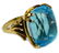 14K YELLOW GOLD LARGE BLUE TOPAZ RING Sz 6.25