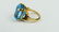 14K YELLOW GOLD LARGE BLUE TOPAZ RING Sz 6.25 - 2