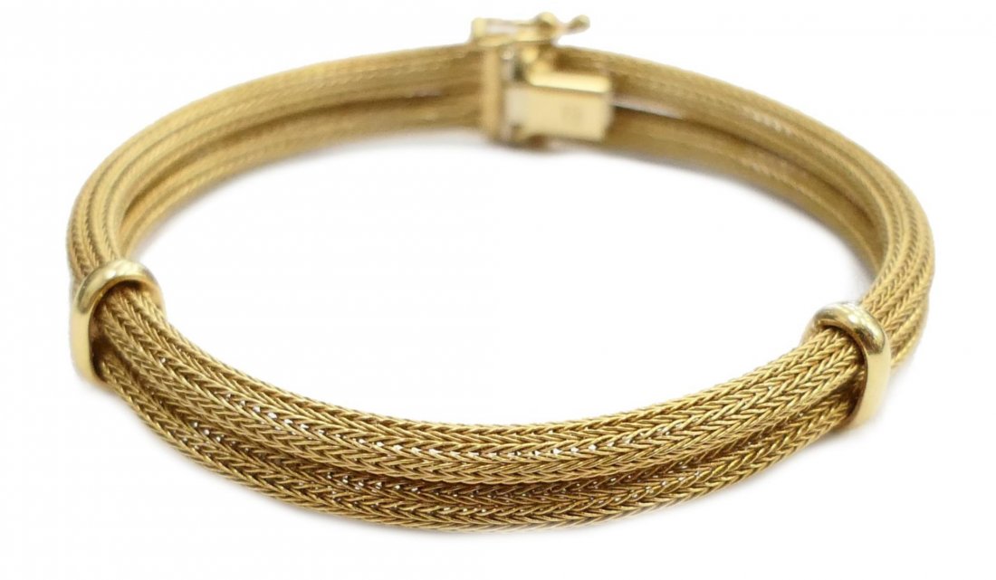 LOVELY 14KT Y GOLD DOUBLE BRUSHED BRACELET (1 of 4)