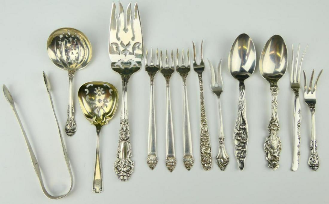 13pcs STERLING SILVER FLATWARE FROM VARIOUS MAKERS (1 of 12)