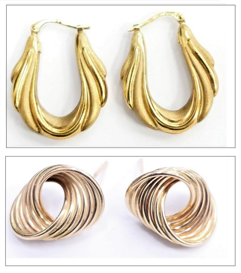 2 PAIRS 14K YELLOW GOLD WOMEN'S HOOP EARRINGS (1 of 8)