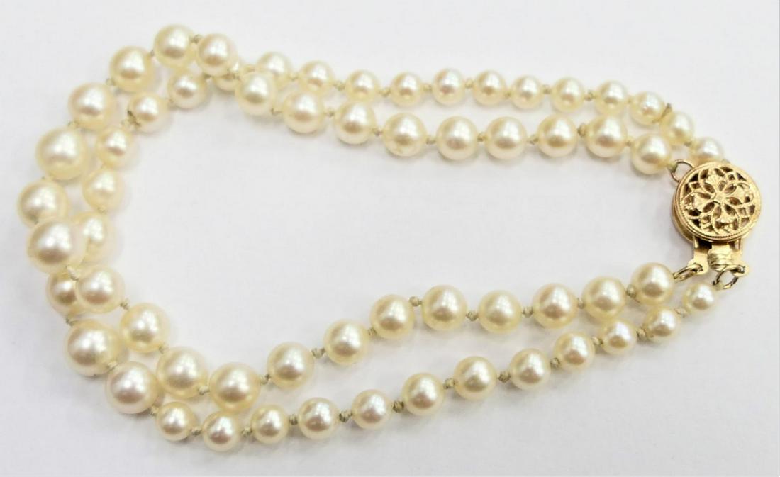 14K YELLOW GOLD DOUBLE STRAND PEARL BRACELET (1 of 5)