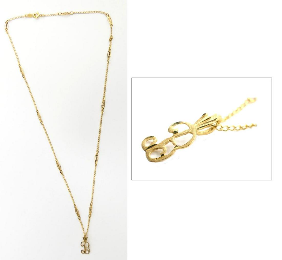 14KT Y GOLD FANCY NECKLACE WITH LETTER "B" PENDANT (1 of 6)