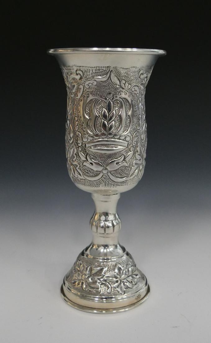 JUDAICA ORNATE LARGE STERLING  KIDDUSH CUP (1 of 6)