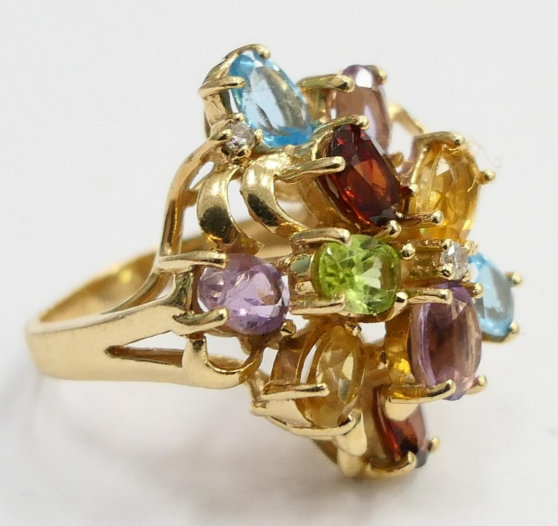 14KT Y GOLD & SEMI PRECIOUS STONE DOME RING (1 of 4)
