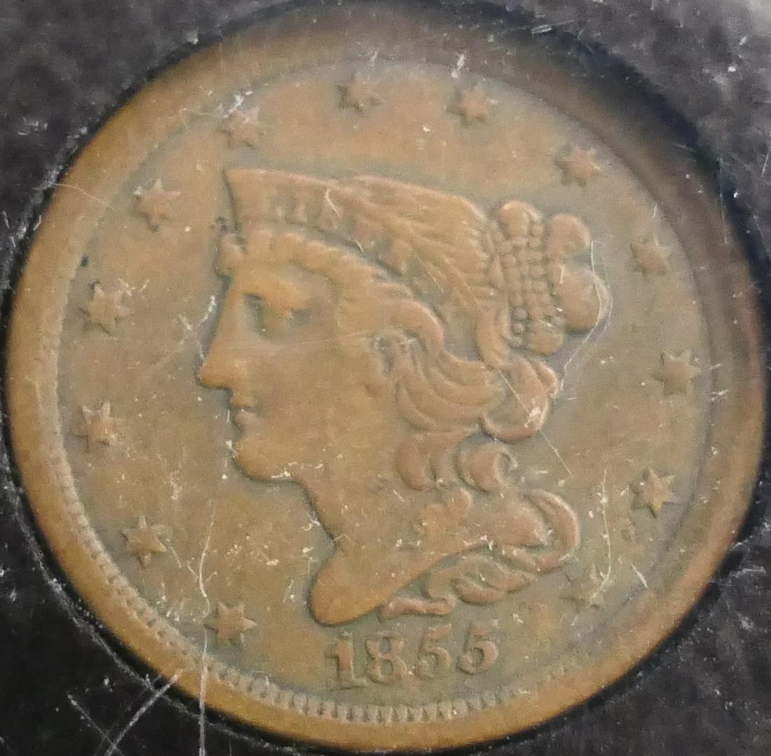 1855 HALF CENT IN SLAB (1 of 4)