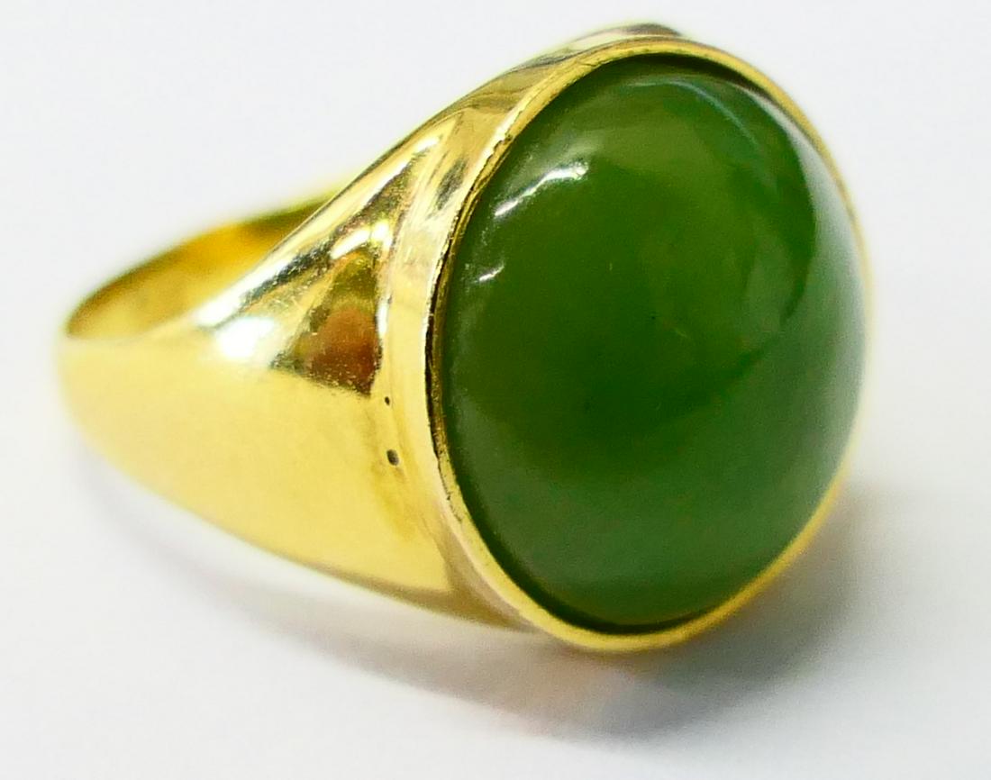 CHINESE 14K YELLOW GOLD CABOCHON JADE CHILD'S RING (1 of 5)