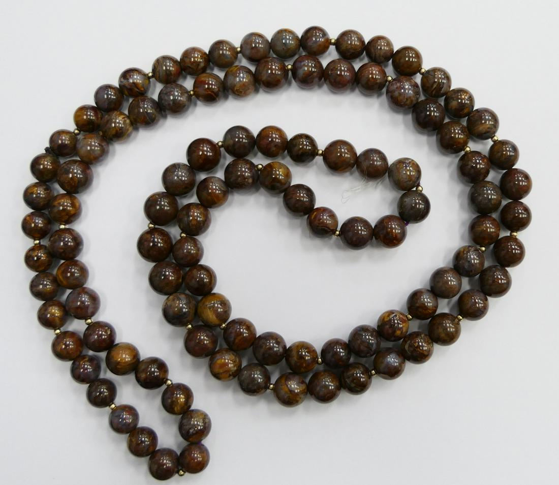 BROWN JASPER SINGLE STRAND BEADED OPERA NECKLACE (1 of 3)