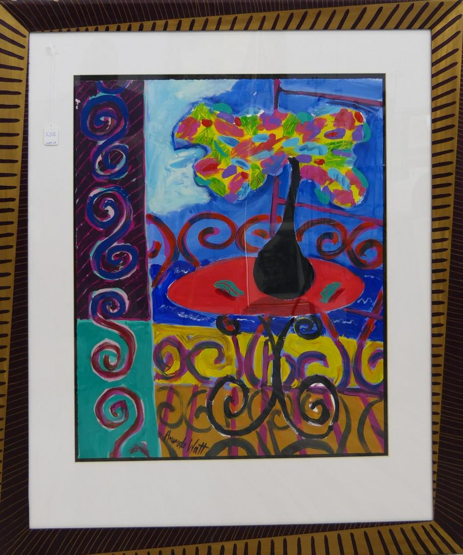 AMANDA WATT (IRISH b1960) "FLORAL VASE" ACRYLIC (1 of 4)