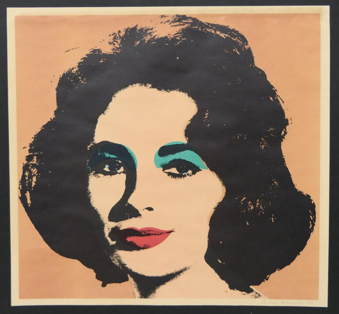 RARE ANDY WARHOL "LIZ" IN PINK SIGNED LITHOGRAPH: Andy Warhol Liz ELIZABETH TAYLOR Artist: Andy Warhol Medium: Offset lithograph on paper Title: Liz Year: 1968Edition: approximately 300, unnumbered Framed Size: 28" x 27 3/4" Sheet Size: 23 1/8" x 23 