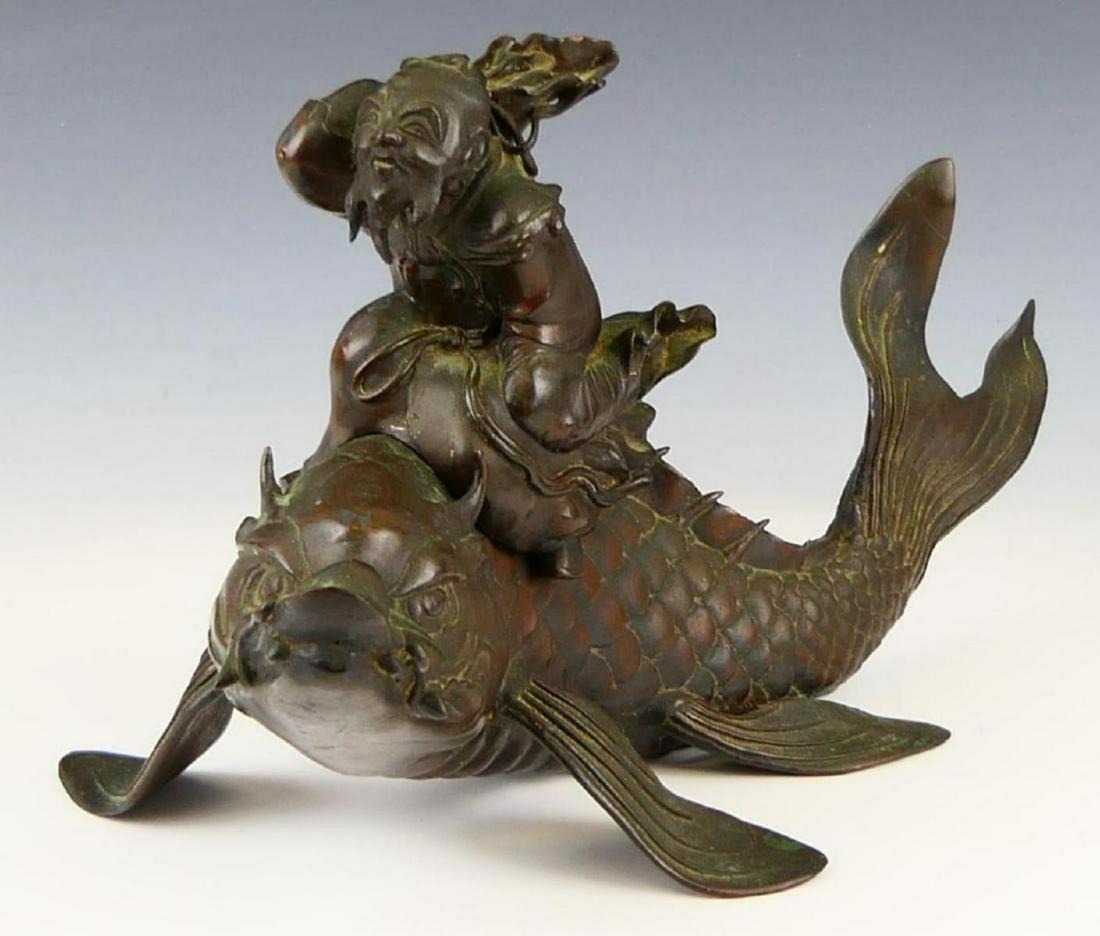 CHINESE BRONZE DRAGON FISH & IMMORTAL CENSER (1 of 9)