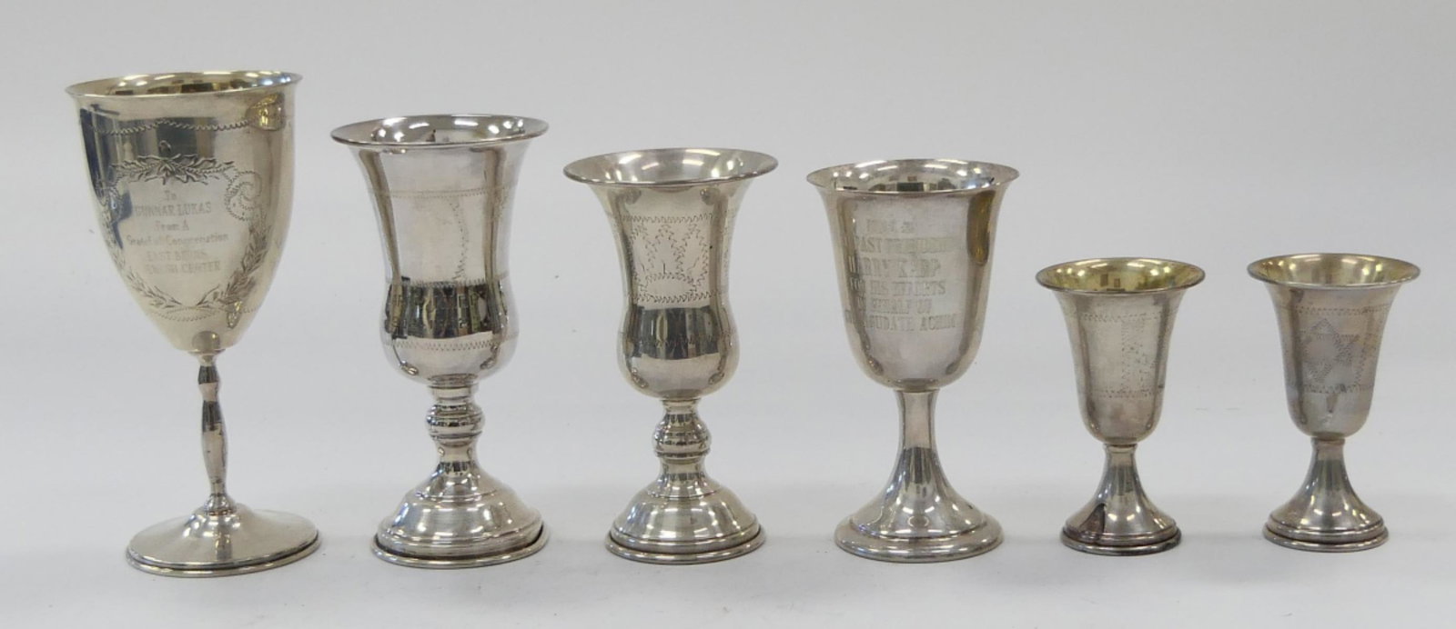 LOT OF 6 STERLING SILVER JUDAICA KIDDUSH CUPS (1 of 15)