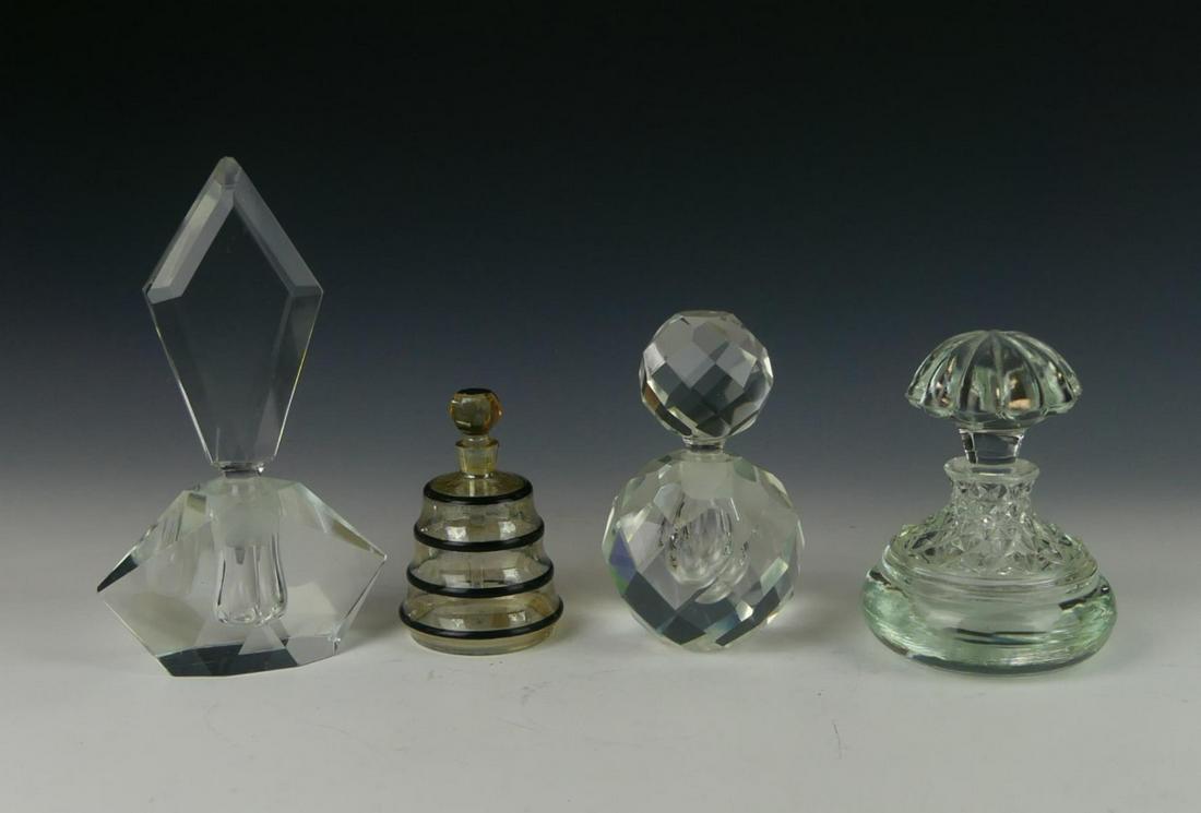 LOT OF (4) VINTAGE CZECH CRYSTAL PERFUME BOTTLES (1 of 6)
