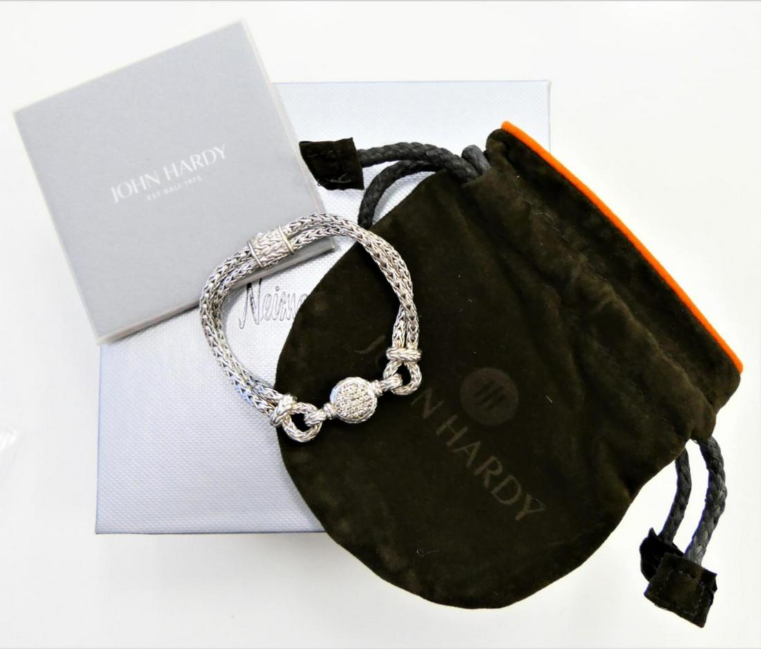 JOHN HARDY 925 & DIAMOND LADIES BRACELET BRAND NEW: About 7" long. New with box and pouch. Has about 1/2 ct of diamonds. Has original price of $1850. Was given as a present never worn. New condition signed. Third party shipping is required