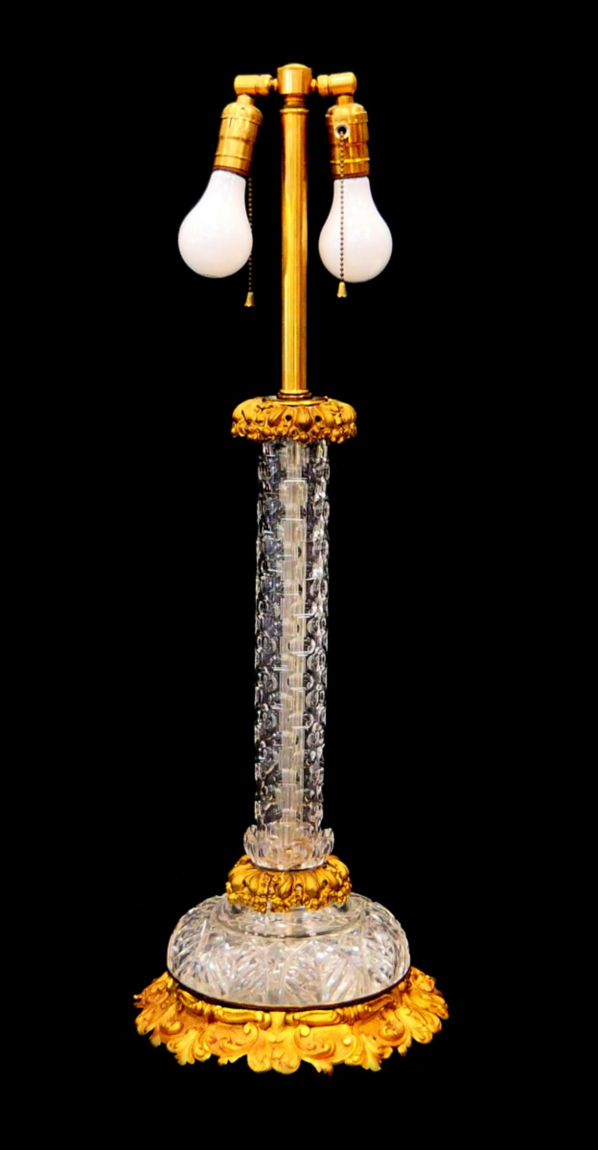 ANTIQUE BACARRAT CRYSTAL AND GILT BRONZE LAMP (1 of 13)