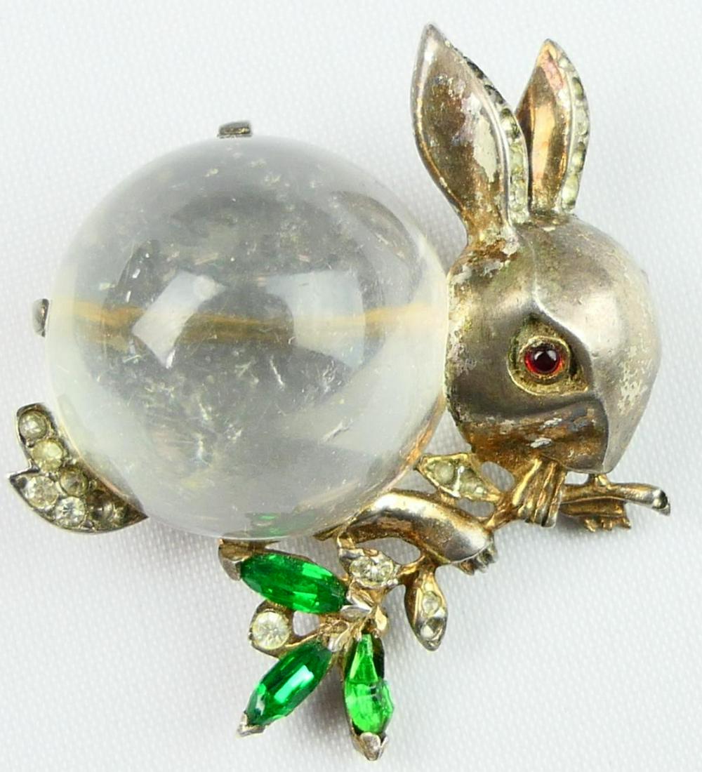 VERY RARE TRIFARI STERLING JELLY BELLY RABBIT BROOCH (1 of 6)