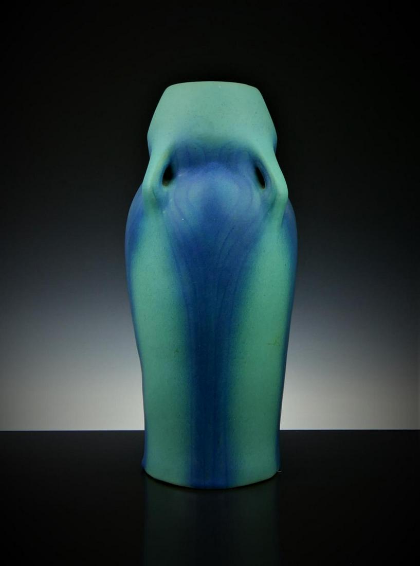 VAN BRIGGLE MID CENTURY PEACOCK FEATHER VASE LG. (1 of 7)