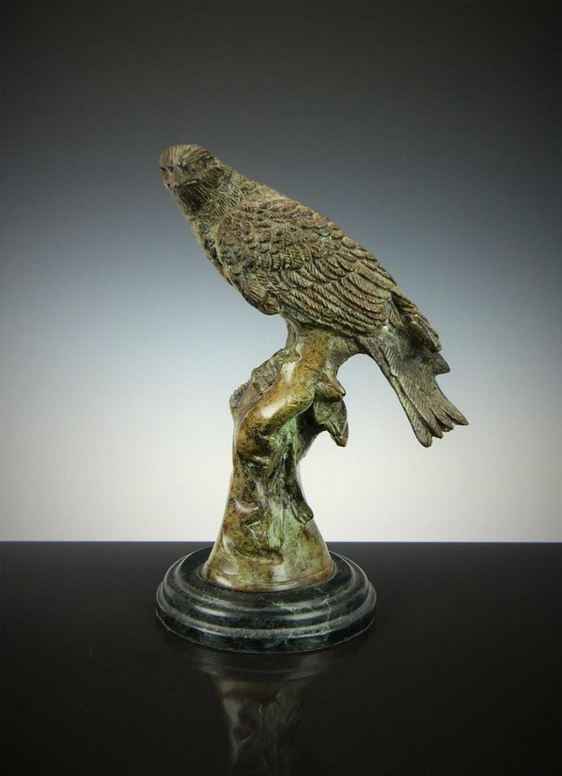 CARVED HARDSTONE PEARCHED BIRD SCULPTURE (1 of 4)