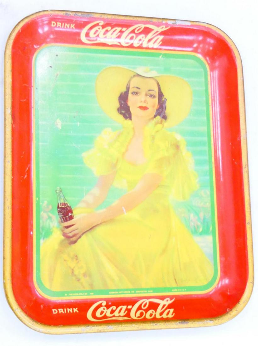 VINTAGE COCA-COLA TIN "DRINK COCA-COLA" TRAY (1 of 3)