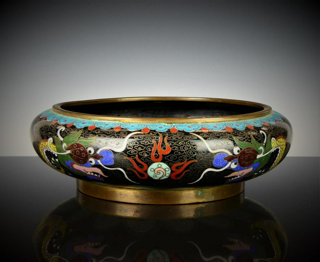 CHINESE OLD CLOISONNE ENAMEL MARKED DRAGON BOWL (1 of 7)
