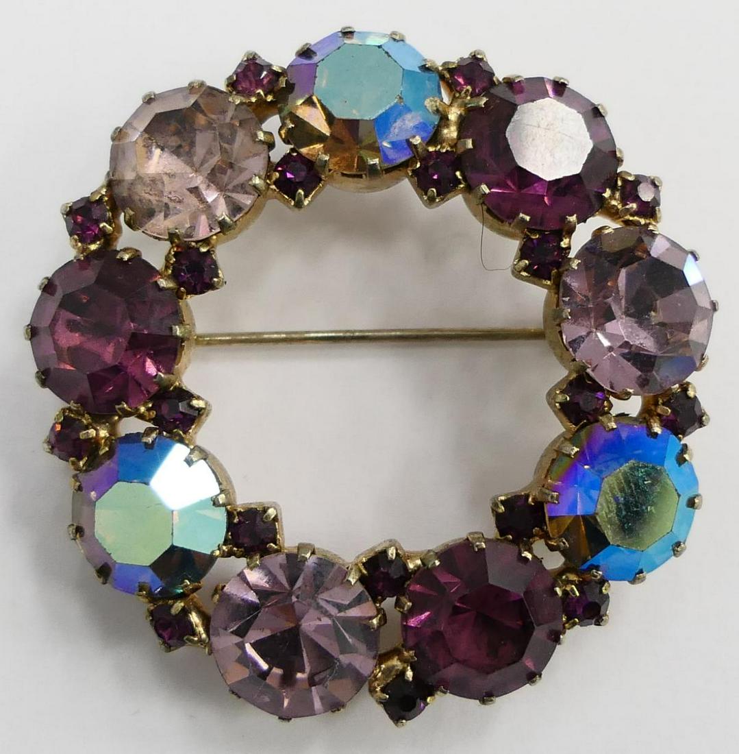 RARE VINAGE KARU MULTI COLORED STONE BROOCH: About 2" in diameter. .Signed to back Karu arke inc. circa 1960's, excellent condition. Third party shipping is required