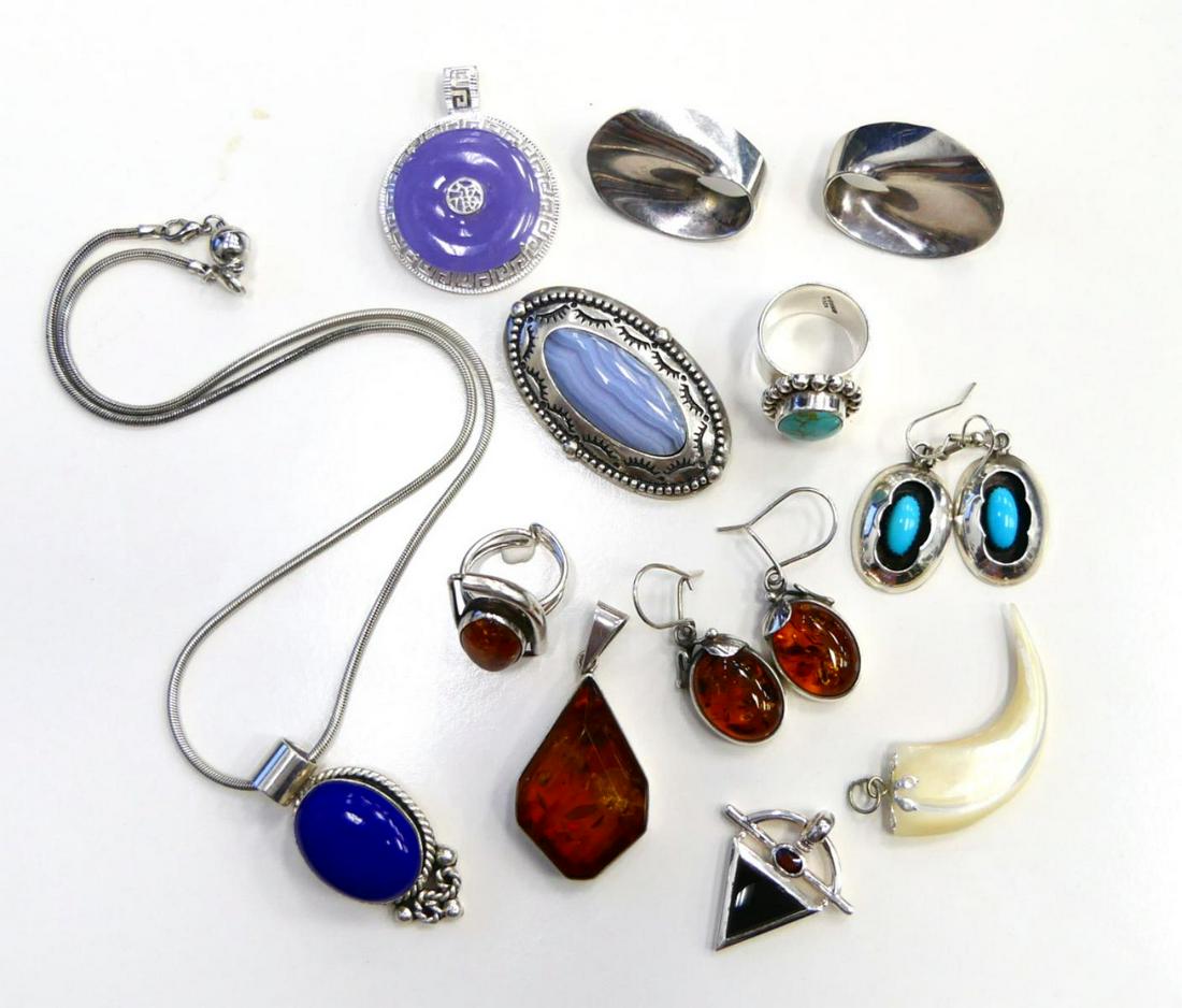 (14pc) STERLING SILVER JEWELRY COLLECTION (1 of 11)