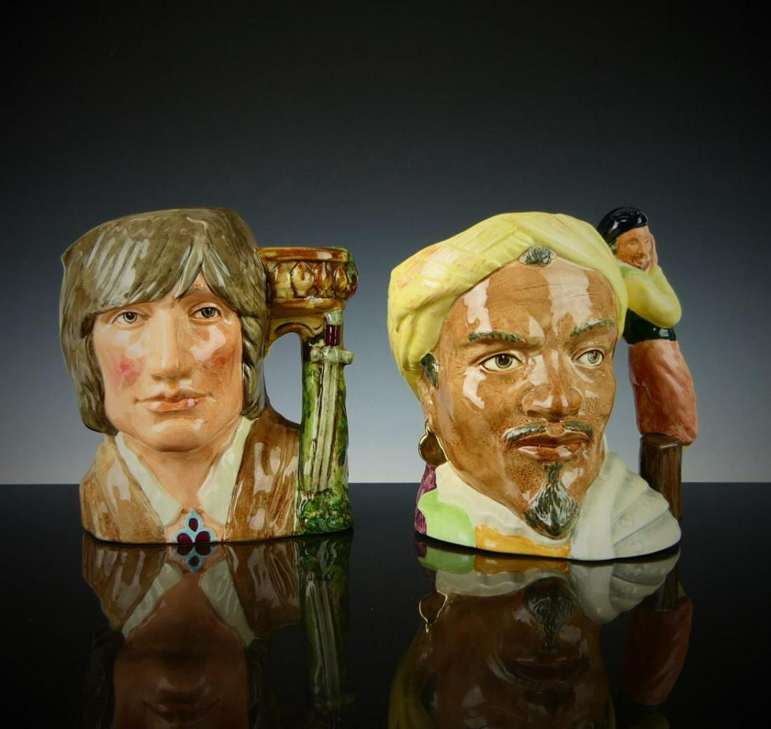 ROYAL DOULTON OTHELLO & ROMEO TOBY MUGS: ROYAL DOULTON OTHELLO & ROMEO TOBY MUGS, largest measures 7 1/4" height.