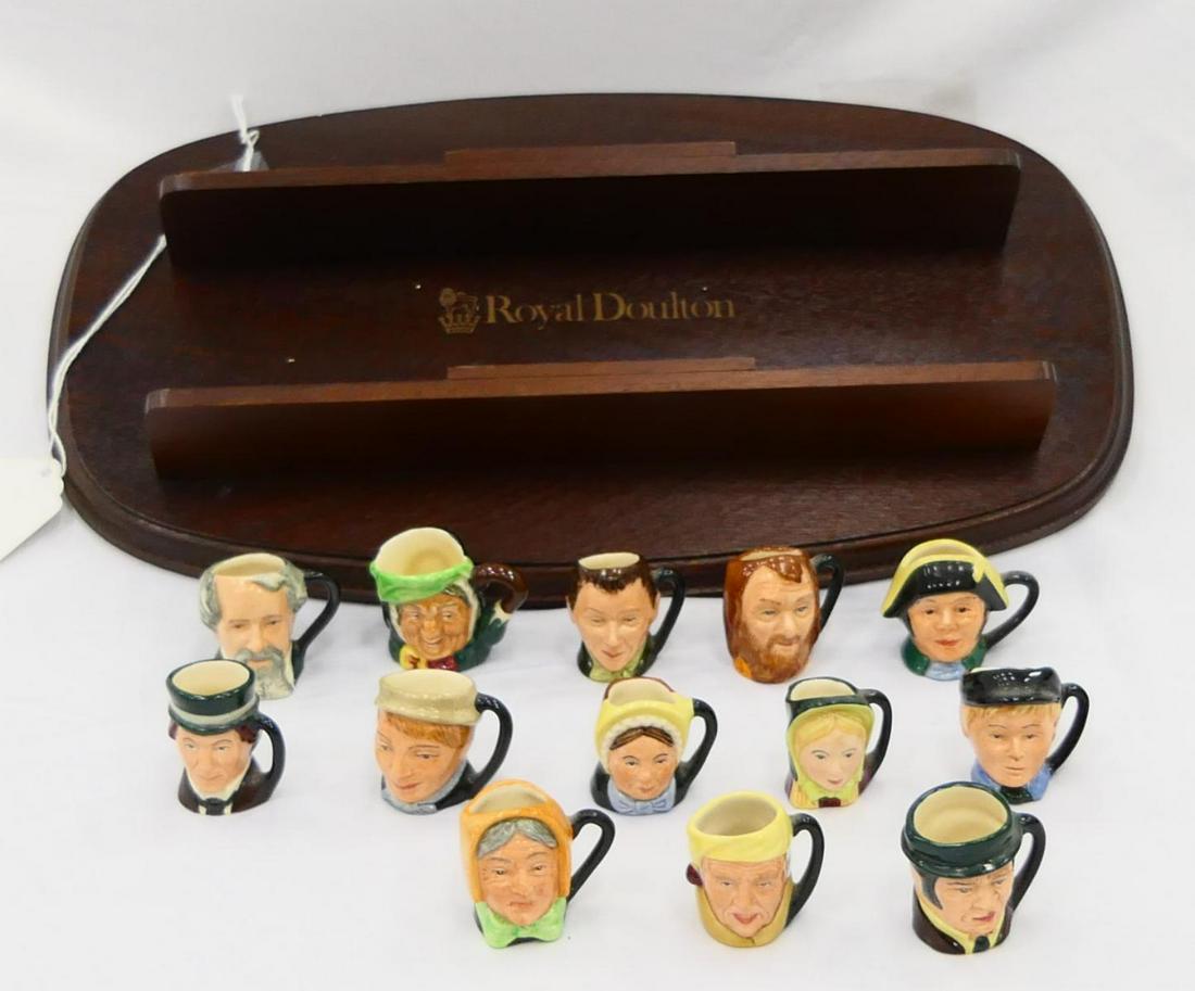 COLLECTION  13 TINY ROYAL DOULTON MUGS WITH STAND (1 of 4)