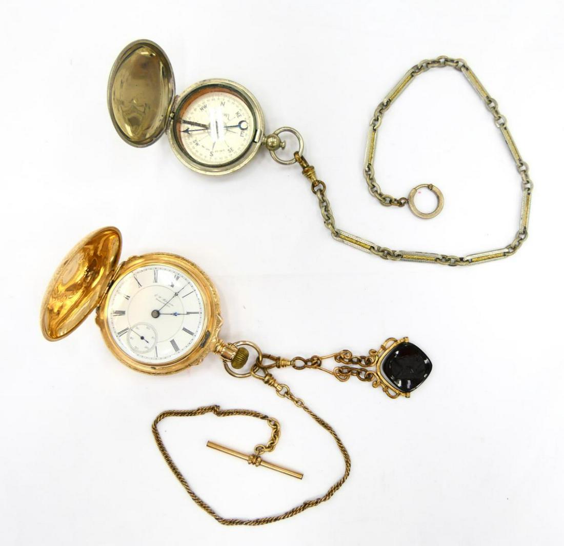 E.W. BLOSSOM TRI-TONE GOLD PLATE POCKET WATCH + (1 of 12)