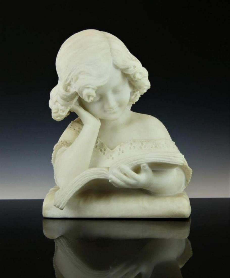 ERNESTO BATTIGLIA (ITALY 19th C) SCHOOLGIRL MARBLE (1 of 8)