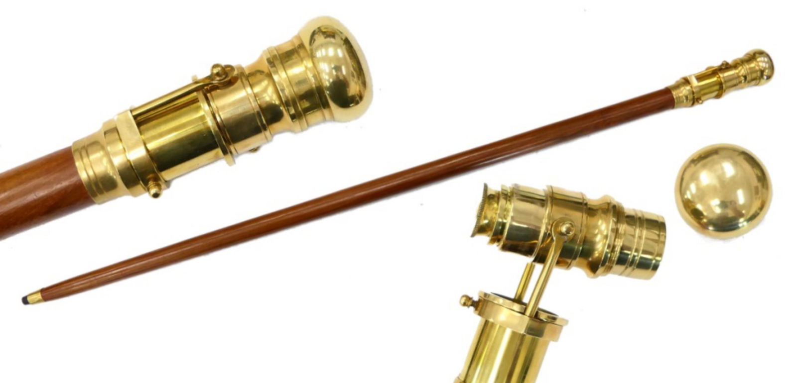 MEN'S GOLD PLATED TELESCOPIC HANDLED WALKING STICK (1 of 6)