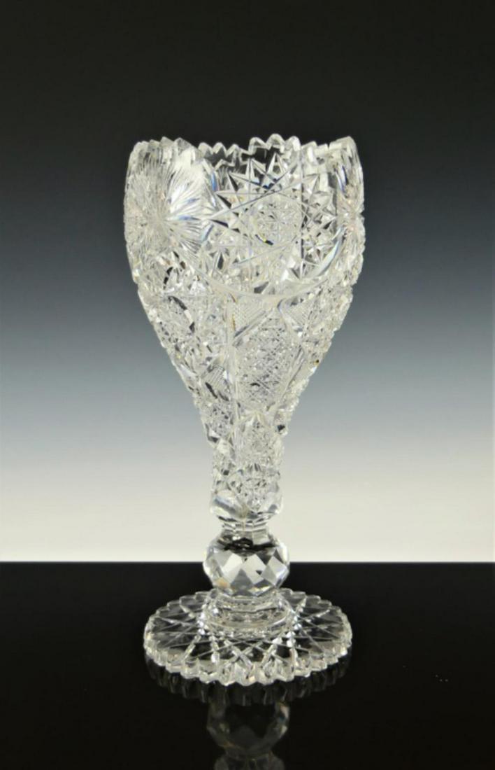 HOAR? AMERICAN BRILLIANT CUT CRYSTAL FOOTED VASE (1 of 5)