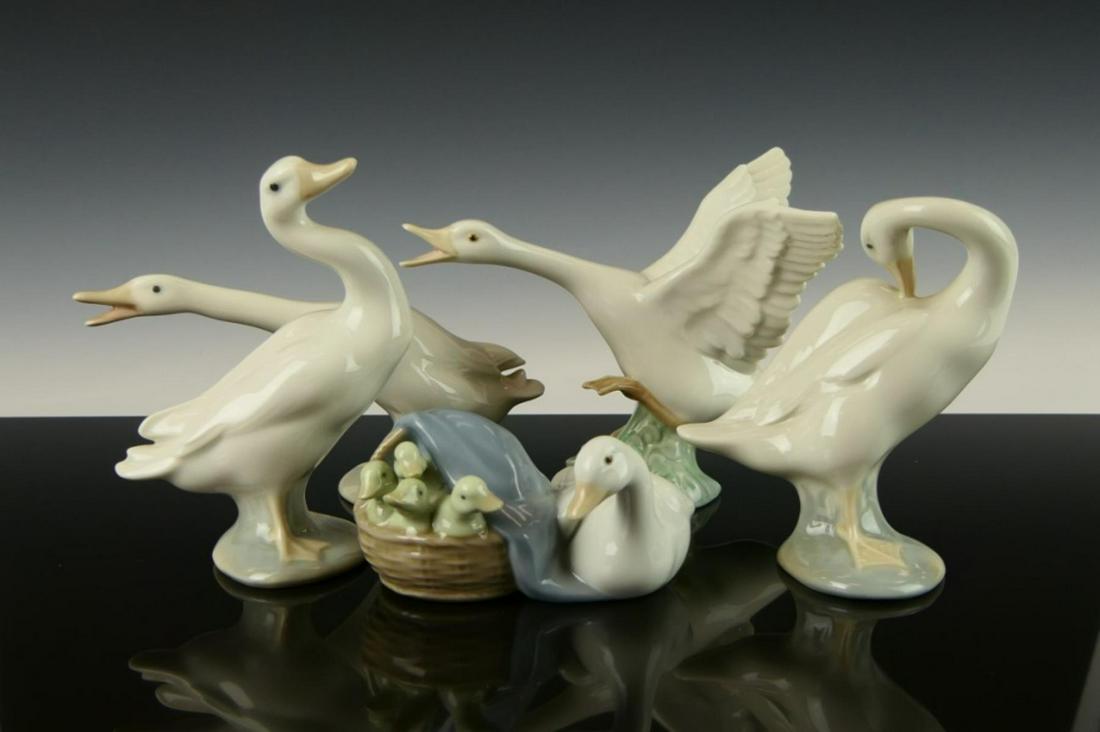 LOT OF 5 LLADRO GLAZED PORCELAIN DUCK & SWAN FIGS (1 of 6)