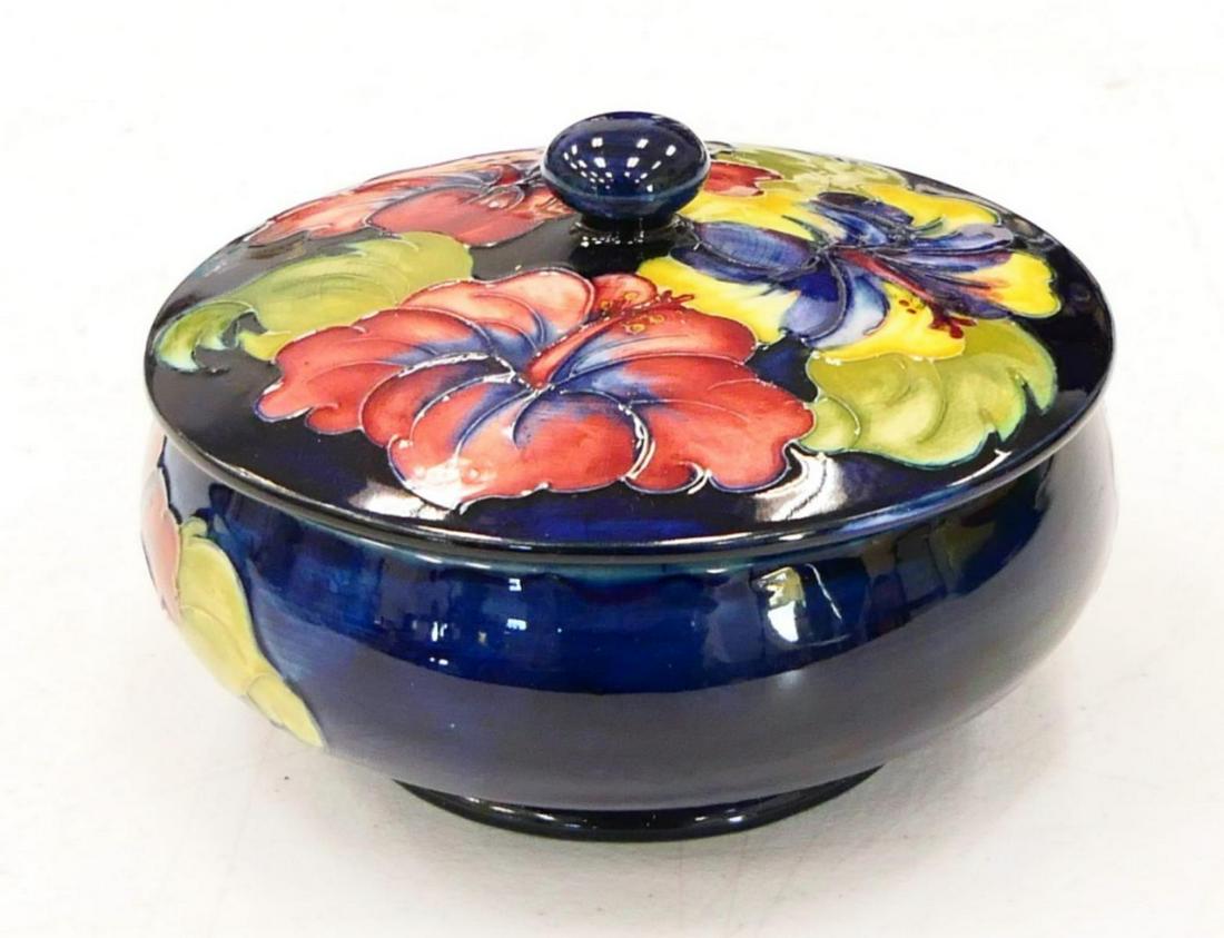 MOORCROFT POTTERY LARGE COBALT COVERED BOX (1 of 3)