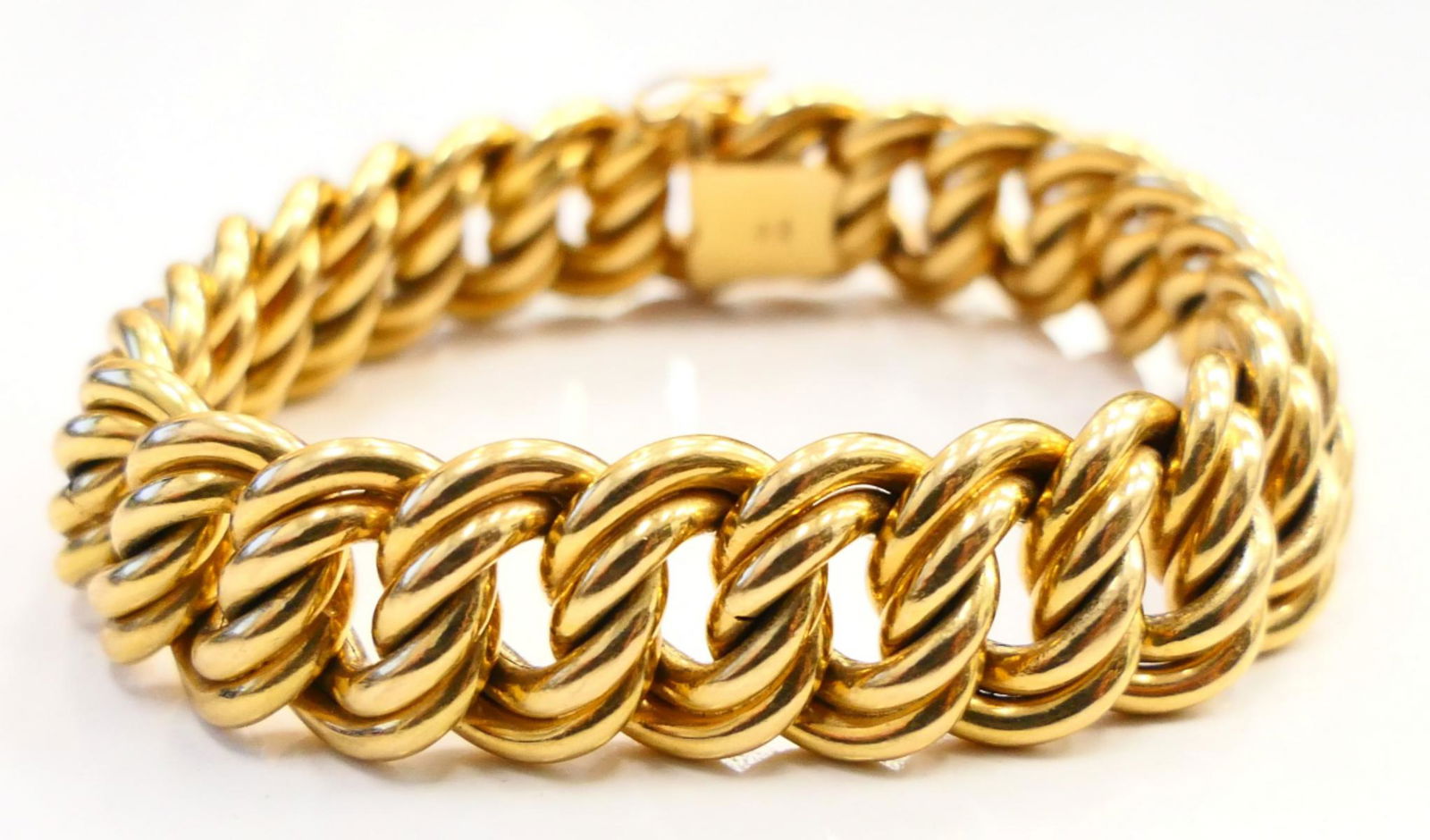 HEAVY 18 KT YELLOW GOLD LINK BRACELET (1 of 6)