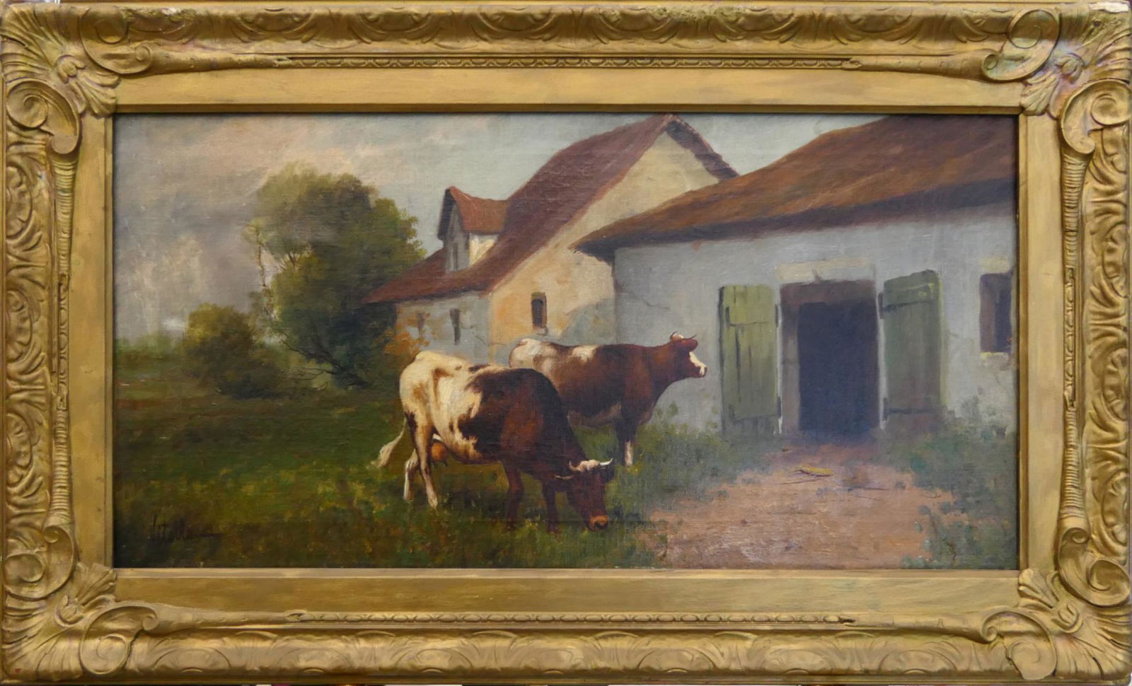 J. VITOLLA  O/C 19TH CENTURY ITALIAN COWS ON FARM (1 of 1)