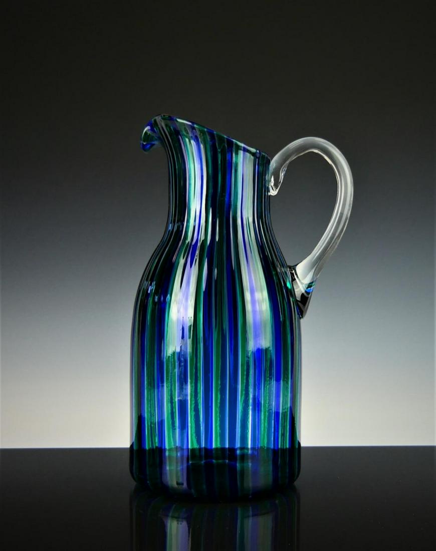 VENINI MURANO GIO PONTI STRIPED ART GLASS PITCHER (1 of 8)