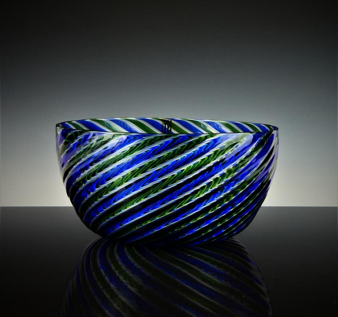 VENINI GIO PONTI STRIPED ART GLASS ROUND BOWL (1 of 6)