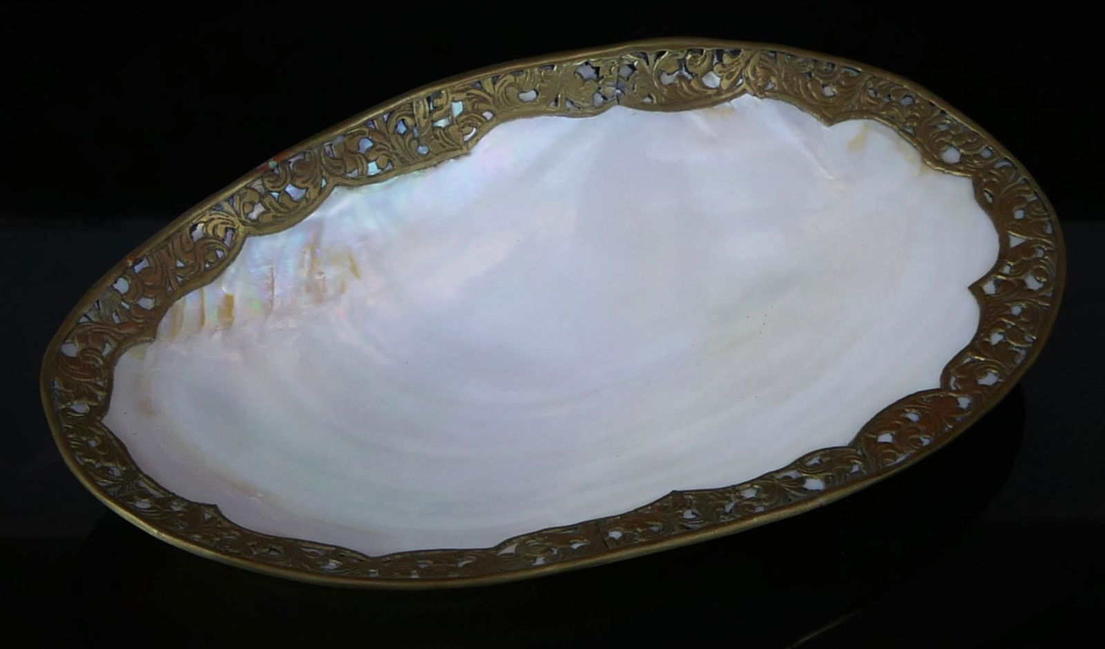 VICTORIAN ABALONE M.O.P. ORMOLU DRESSER TRAY (1 of 3)